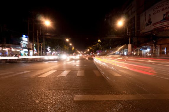 实景道路灯火透明背景