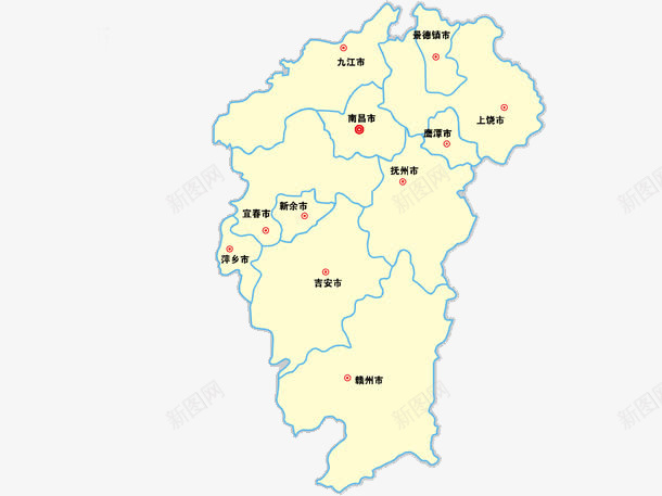 江西省地图透明背景png免抠素材_新图网 https://ixintu.com 地图 江西 江西省 省市