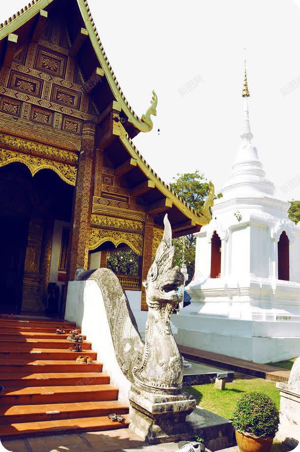泰国清迈佛寺和白塔png免抠素材_新图网 https://ixintu.com 佛寺 摄影 旅游 清迈 白塔