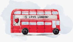 心的轮廓伦敦巴士水彩画高清图片