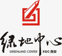 草体字红标黑字东方绿地LOGO图标高清图片