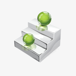 纯色球晶体图案图标绿色质感台阶图标高清图片