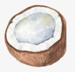 手绘半块椰子图素材