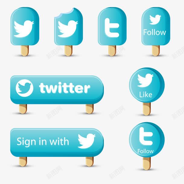蓝色twitter冰棒标图标png_新图网 https://ixintu.com Twitter 互联网 冰棒 图标 媒体 社交 蓝色 鸟