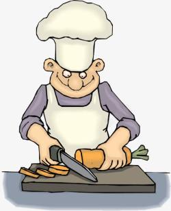 卡通拿刀手拿刀切菜的厨师高清图片