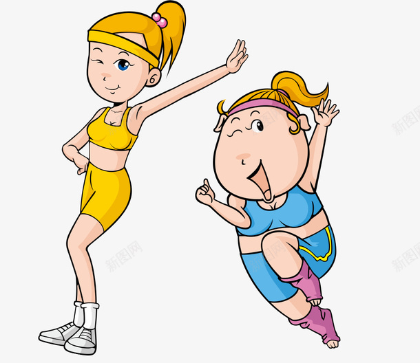 锻炼的卡通女孩psd免抠素材_新图网 https://ixintu.com 健身 健身房 卡通女孩 跳舞女孩 运动女孩 锻炼身体