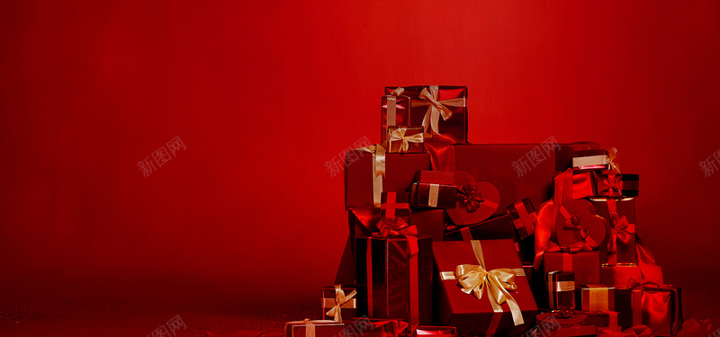 深红色礼盒囤货新年背景背景