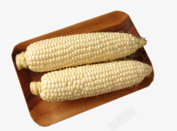 玉米棒高清两根儿白玉米大图高清图片