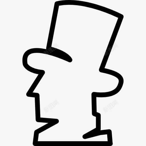 人高帽子侧面轮廓图标png_新图网 https://ixintu.com 人 侧面 帽子的轮廓 男 男人的帽子 顶高帽子
