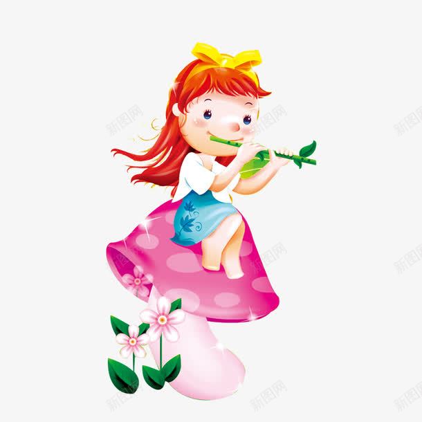吹笛子的女孩png免抠素材_新图网 https://ixintu.com 吹笛子的女孩 女孩 粉色蘑菇