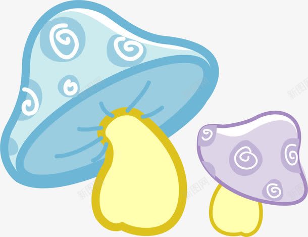 可爱蘑菇png免抠素材_新图网 https://ixintu.com AI 卡通 可爱 手绘 线条 蓝色 蘑菇