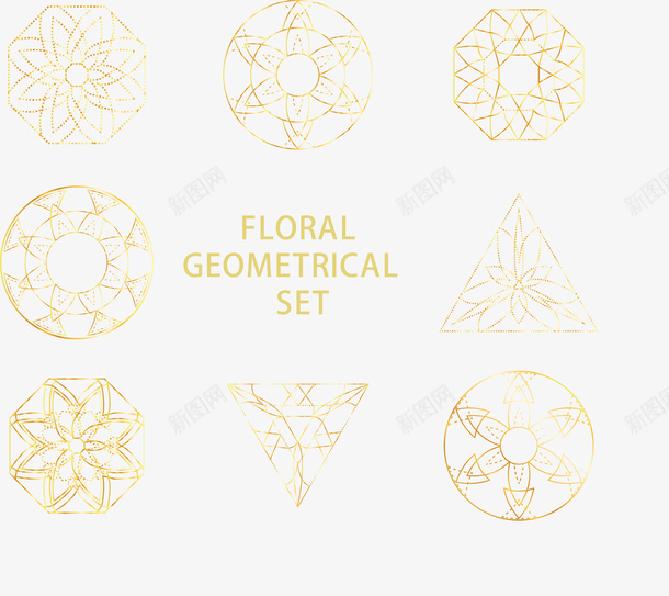 手绘金色图标矢量图ai_新图网 https://ixintu.com 几何 图标 手绘 花纹 金色 矢量图