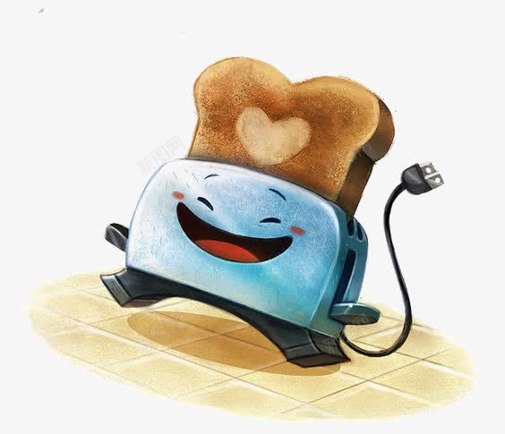 面包机png免抠素材_新图网 https://ixintu.com 卡通 心形面包片 手绘 早餐 烤面包 面包片