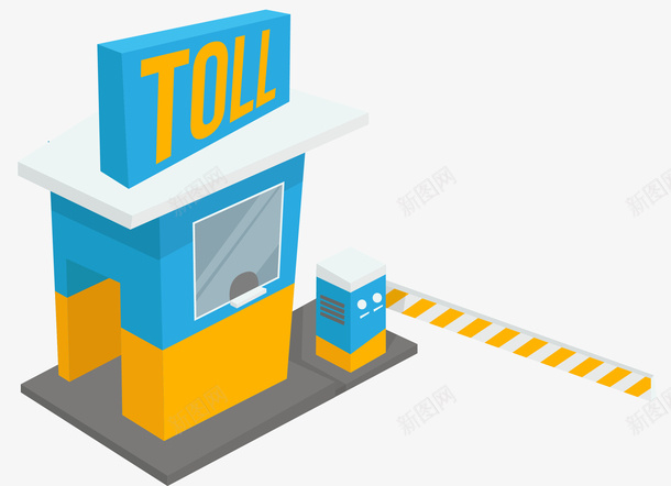门禁卡通蓝色矢量图ai免抠素材_新图网 https://ixintu.com 停车缴费 停车门禁 卡通停车门禁 栏杆门禁 蓝色 车辆门禁 门禁 矢量图