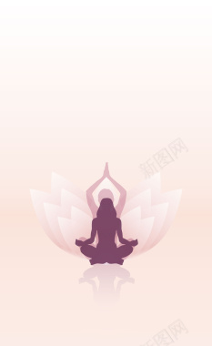 女人节瑜伽剪影海报背景矢量图背景