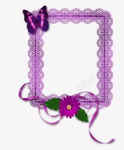 紫色舞台台饰花朵蝴蝶装饰紫色边框高清图片