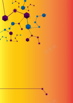 线条现代感金色渐变分子结构几何体矢量背景高清图片