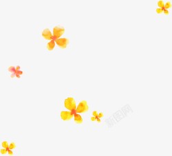 黄色卡通水彩花朵装饰素材