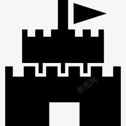 城堡形状城堡与国旗上图标高清图片