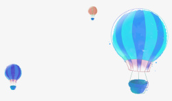 蓝色水彩热气球素材