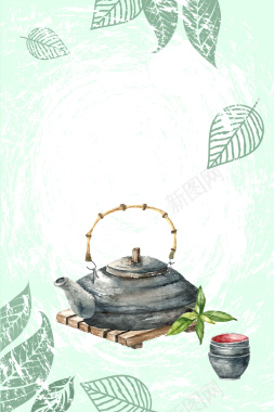 中国风茶道茶艺海报背景矢量图背景