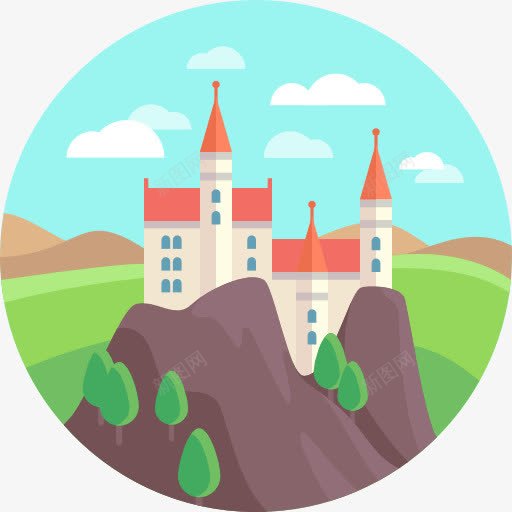 城堡图标png_新图网 https://ixintu.com 中世纪城堡 古迹 城堡 幻想 建筑 景观