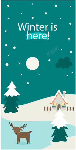 下雪的商店冬季下雪矢量麋鹿海报背景高清图片