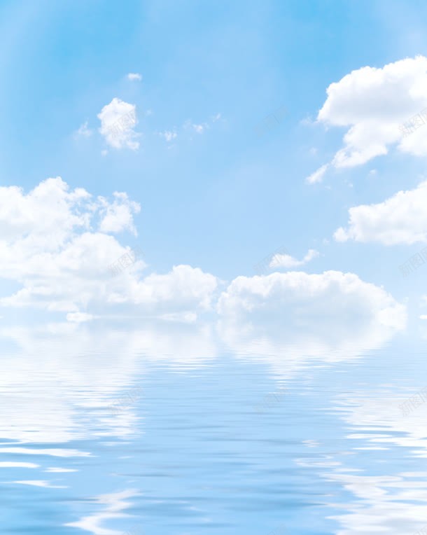 蓝色水蓝天白色云朵jpg设计背景_新图网 https://ixintu.com 云朵 白色 蓝天 蓝色