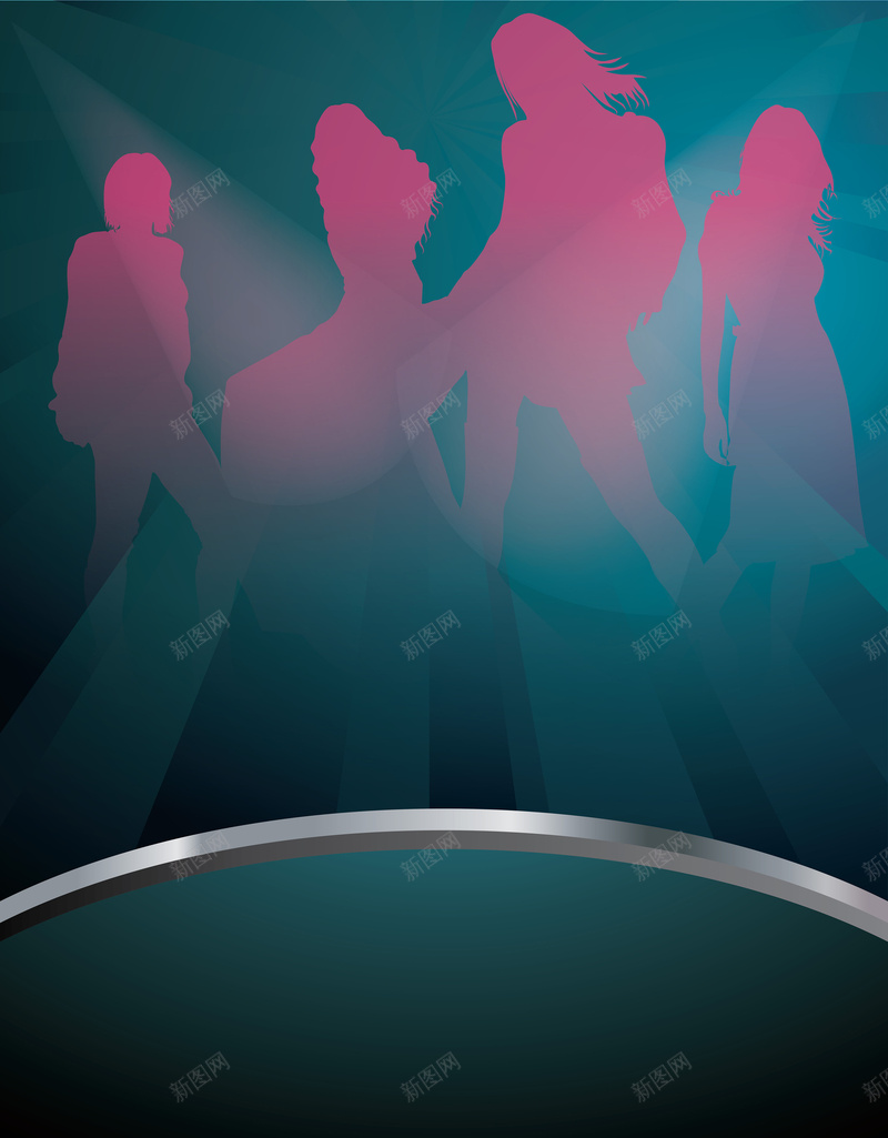 剪影大气海报矢量图ai设计背景_新图网 https://ixintu.com 剪影 大气 模特 海报 蓝绿色 矢量图