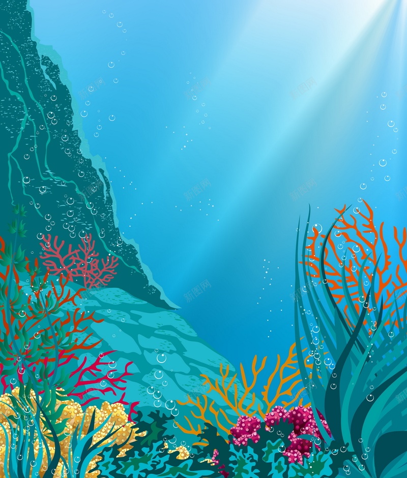 海底世界矢量图ai设计背景_新图网 https://ixintu.com 卡通 手绘 海底世界 海洋 海洋公园 生物 童趣 鱼类 矢量图