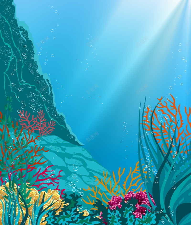 海底世界矢量图ai设计背景_新图网 https://ixintu.com 卡通 手绘 海底世界 海洋 海洋公园 生物 童趣 鱼类 矢量图