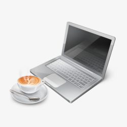 商务笔记本电脑和咖啡素材