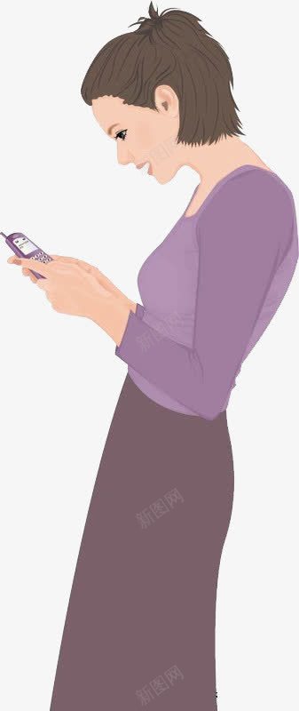 人拿手机png免抠素材_新图网 https://ixintu.com 人拿手机 卡通 手机 紫色 美女