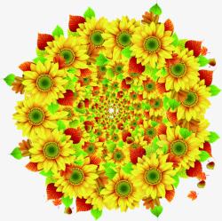 向日葵圆形花朵黄色素材