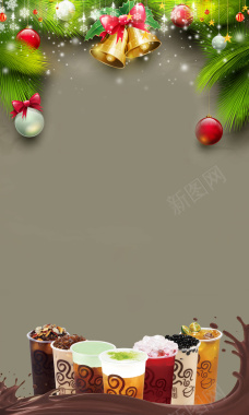 欧式圣诞节巧克力奶茶海报背景背景
