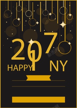 新年快乐金色海报背景模板矢量图海报