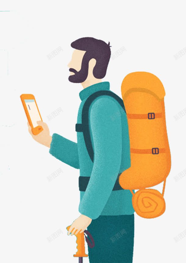 一个拿着手机的背包客元素png免抠素材_新图网 https://ixintu.com 一个 元素 手机 背包