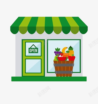 一个买水果的绿色小卖部png免抠素材_新图网 https://ixintu.com 售卖 小卖部 水果 绿色