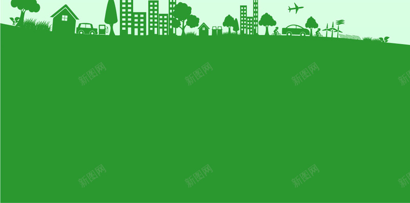 绿色城市背景矢量图ai设计背景_新图网 https://ixintu.com 商务 城市 扁平 科幻 科技 简约 绿色 矢量图
