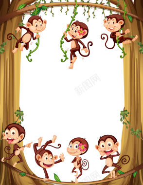 小猴子儿童展板矢量背景背景