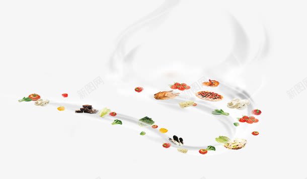 白色丝带上的美食png免抠素材_新图网 https://ixintu.com 丝带 白色 素材 美食