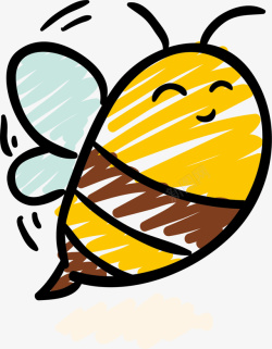 黄色手绘微笑蜜蜂素材