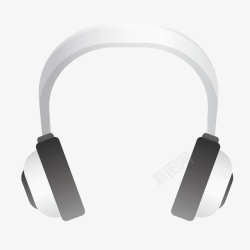 白色耳罩式耳机矢量图素材