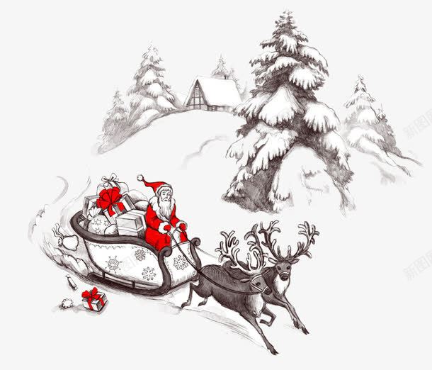 羚羊拉着圣诞老人的雪地图png免抠素材_新图网 https://ixintu.com png图片素材 免费png元素 白雪 红色圣诞服 节日元素 装饰素材 高清免费png素材