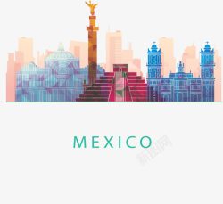 墨西哥建筑创意幻彩墨西哥美景矢量图高清图片