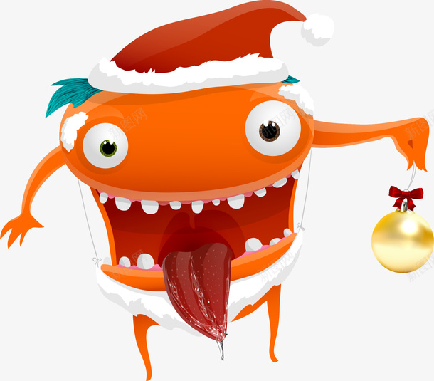 橙色卡通圣诞节怪物png免抠素材_新图网 https://ixintu.com Christmas Merry 卡通怪物 圣诞快乐 圣诞怪物 圣诞节