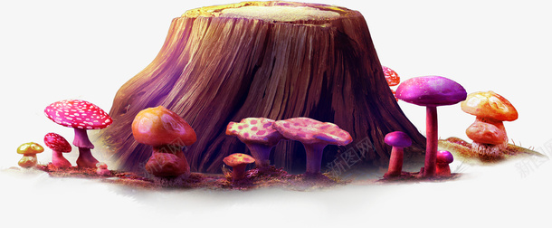 蘑菇树凳png免抠素材_新图网 https://ixintu.com 树凳 植物 紫色 蘑菇