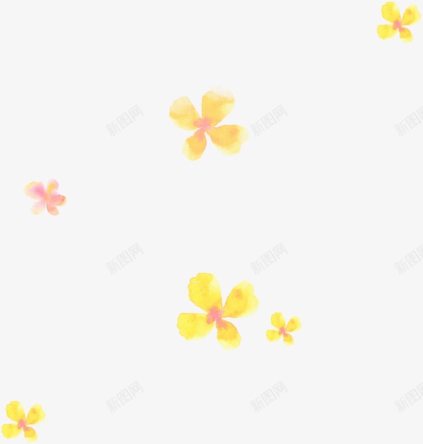 黄色卡通水彩花朵唯美png免抠素材_新图网 https://ixintu.com 卡通 水彩 花朵 黄色