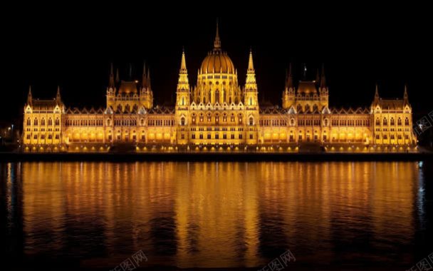 匈牙利首都布达佩斯夜景背景