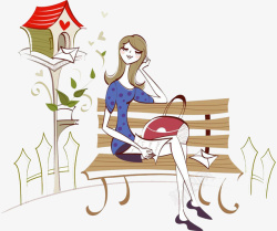 火车公园卡通插画高清图片